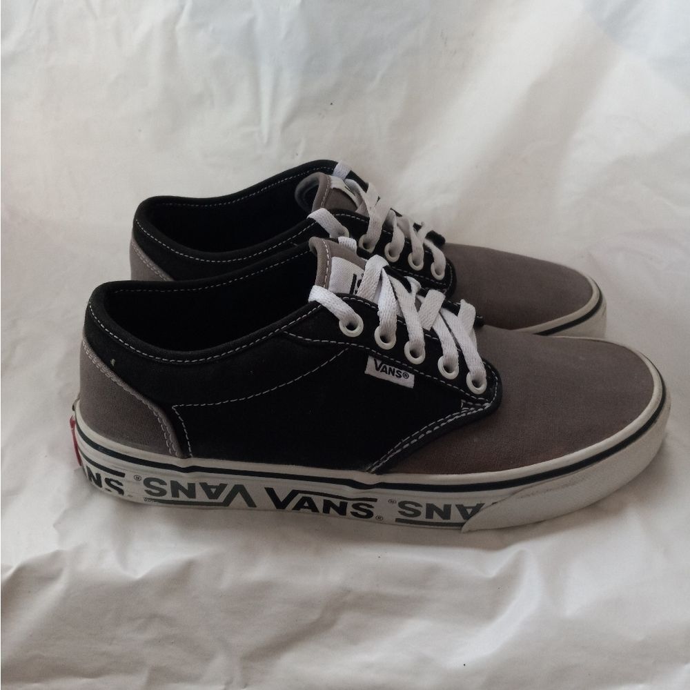Vans Man's Atwood Sidewall Logo Grey/Black Skate Canvas Sneakers Size 7